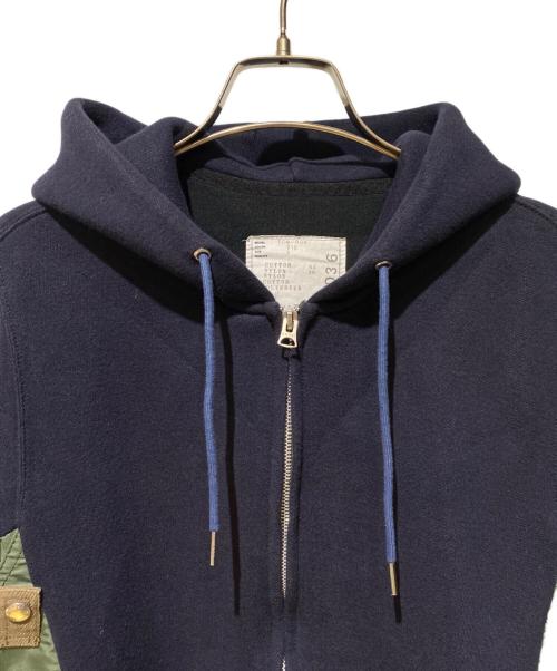 sacai（サカイ）sacai (サカイ) 切替ジップパーカー ネイビー×カーキ サイズ:1の古着・服飾アイテム