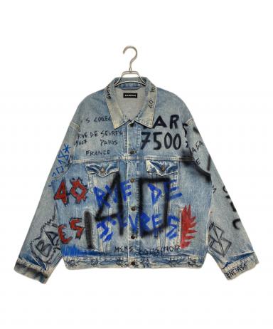 BALENCIAGA ダメージ加工デニムジャケット 48 中古・古着通販】BALENCIAGA (バレンシアガ) GRAPHIC DENIM JACKET