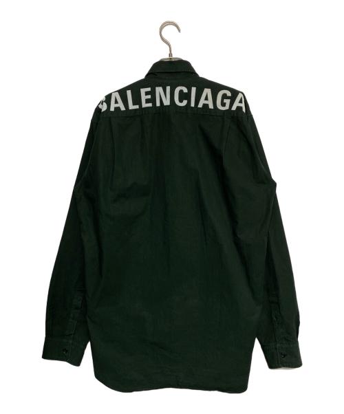 BALENCIAGA（バレンシアガ）BALENCIAGA (バレンシアガ) バックロゴオーバーサイズシャツ グリーン サイズ:37の古着・服飾アイテム