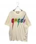 GUCCI（グッチ）の古着「Blade Sequin Logo T-ShirtスパンコールブレードロゴTシャツ」｜アイボリー