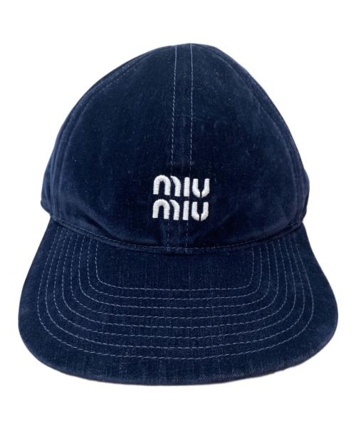 MIU MIU（ミュウミュウ）MIU MIU (ミュウミュウ) ベースボールキャップ ネイビー サイズ:Ⅿの古着・服飾アイテム
