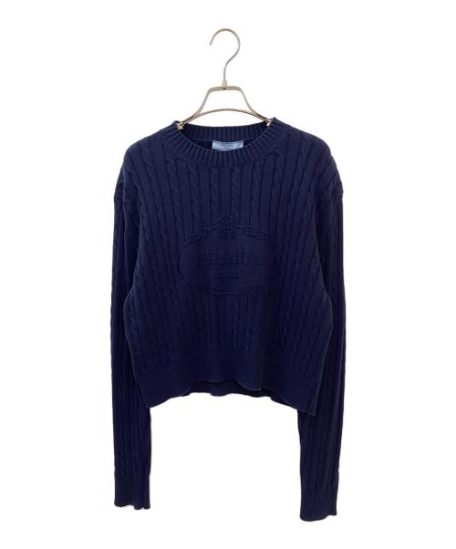PRADA（プラダ）PRADA (プラダ) ロゴニット ネイビー サイズ:40の古着・服飾アイテム