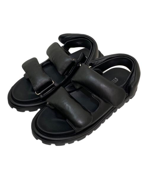 MIU MIU（ミュウミュウ）MIU MIU (ミュウミュウ) キルティングナッパーレザーサンダル ブラック サイズ:36　１/２の古着・服飾アイテム