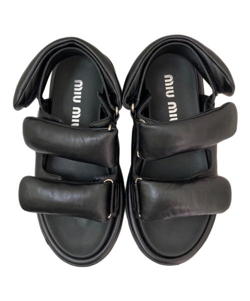 MIU MIU（ミュウミュウ）MIU MIU (ミュウミュウ) キルティングナッパーレザーサンダル ブラック サイズ:36　１/２の古着・服飾アイテム