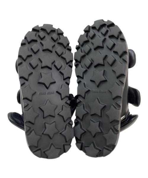 MIU MIU（ミュウミュウ）MIU MIU (ミュウミュウ) キルティングナッパーレザーサンダル ブラック サイズ:36　１/２の古着・服飾アイテム