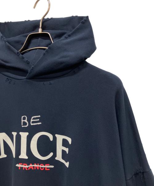 BALENCIAGA（バレンシアガ）BALENCIAGA (バレンシアガ) BE NICE ロゴパーカー ネイビー サイズ:2の古着・服飾アイテム