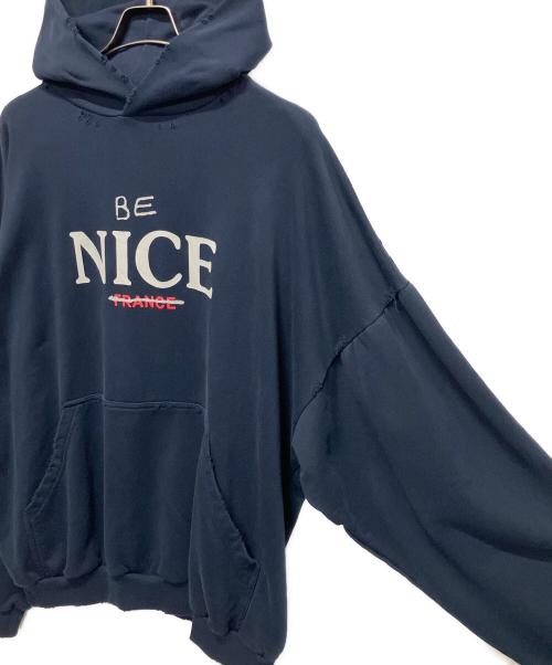 BALENCIAGA（バレンシアガ）BALENCIAGA (バレンシアガ) BE NICE ロゴパーカー ネイビー サイズ:2の古着・服飾アイテム