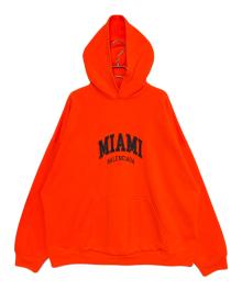 BALENCIAGA（バレンシアガ）の古着「MIAMIカレッジロゴパーカー」｜オレンジ
