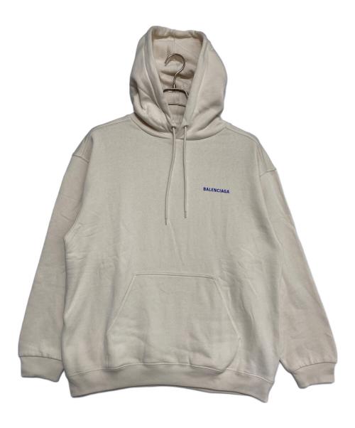 BALENCIAGA（バレンシアガ）BALENCIAGA (バレンシアガ) バッグロゴプルオーバーパーカー ベージュ サイズ:Mの古着・服飾アイテム
