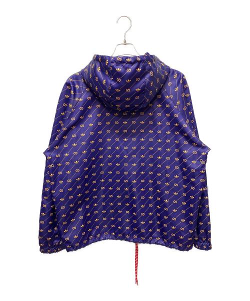 GUCCI（グッチ）GUCCI (グッチ) adidas (アディダス) x Adidas Trefoil Print Jacket/トレフォイユプリント パーカー/GG総柄 ポリエステル×ナイロン ジャケット ブルー サイズ:46の古着・服飾アイテム