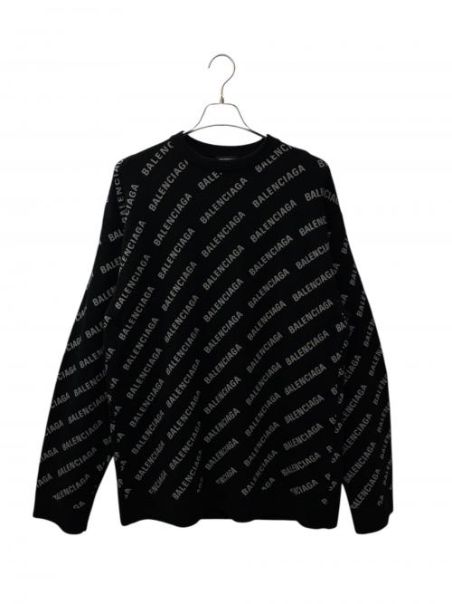 BALENCIAGA（バレンシアガ）BALENCIAGA (バレンシアガ) オールオーバーロゴニット ブラック サイズ:Mの古着・服飾アイテム