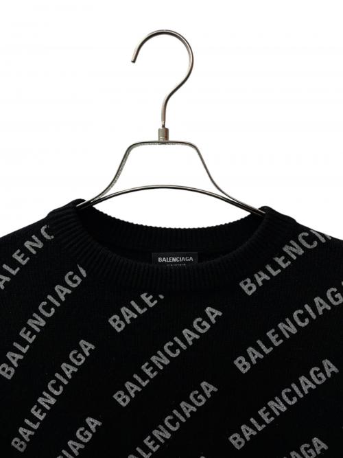 BALENCIAGA（バレンシアガ）BALENCIAGA (バレンシアガ) オールオーバーロゴニット ブラック サイズ:Mの古着・服飾アイテム