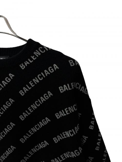 BALENCIAGA（バレンシアガ）BALENCIAGA (バレンシアガ) オールオーバーロゴニット ブラック サイズ:Mの古着・服飾アイテム