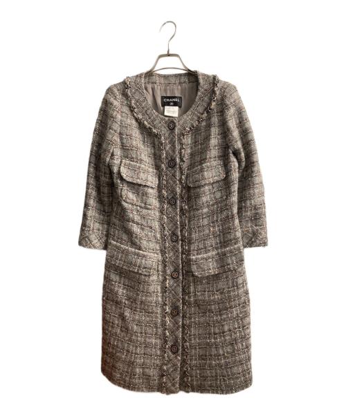 CHANEL（シャネル）CHANEL (シャネル) ツイードコート グレー サイズ:40の古着・服飾アイテム