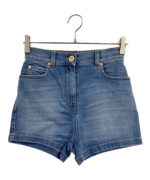 VERSACE（ヴェルサーチェ）VERSACE (ヴェルサーチェ) バックロゴデニムショートパンツ スカイブルー サイズ:24の古着・服飾アイテム