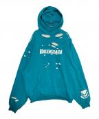 BALENCIAGAバレンシアガ）の古着「デストロイ加工パーカー」｜スカイブルー