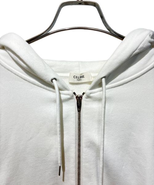 CELINE（セリーヌ）CELINE (セリーヌ) バックロゴプリントルーズジップアップパーカー ホワイト サイズ:Mの古着・服飾アイテム