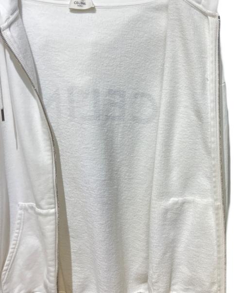 CELINE（セリーヌ）CELINE (セリーヌ) バックロゴプリントルーズジップアップパーカー ホワイト サイズ:Mの古着・服飾アイテム