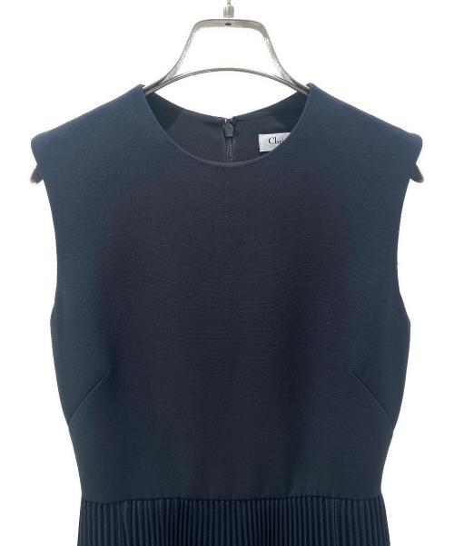 Christian Dior（クリスチャン ディオール）Christian Dior (クリスチャン ディオール) プリーツドッキングワンピース ネイビー サイズ:36の古着・服飾アイテム