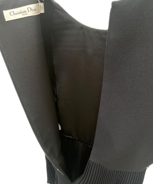 Christian Dior（クリスチャン ディオール）Christian Dior (クリスチャン ディオール) プリーツドッキングワンピース ネイビー サイズ:36の古着・服飾アイテム