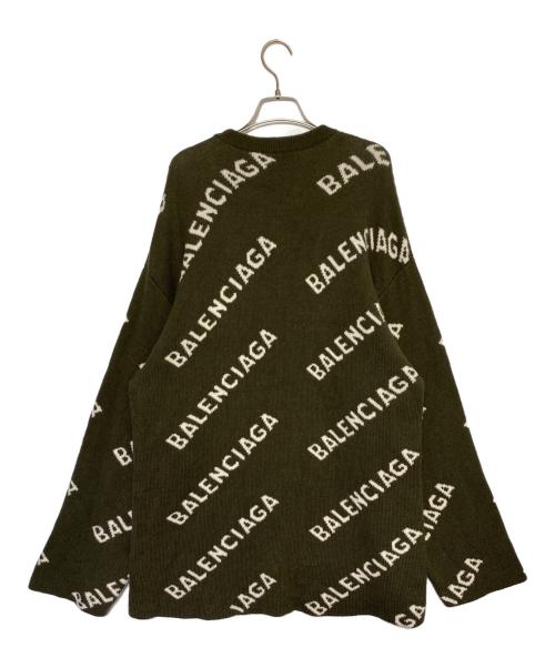 BALENCIAGA（バレンシアガ）BALENCIAGA (バレンシアガ) オールオーバーロゴニット オリーブ サイズ:XSの古着・服飾アイテム