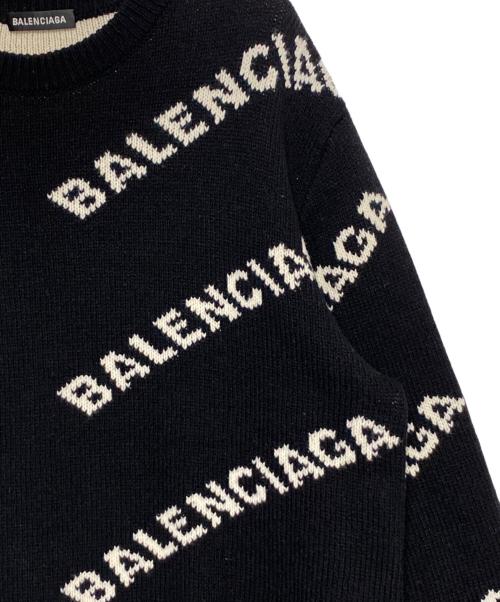 BALENCIAGA（バレンシアガ）BALENCIAGA (バレンシアガ) オールオーバーロゴニット ブラック サイズ:Mの古着・服飾アイテム