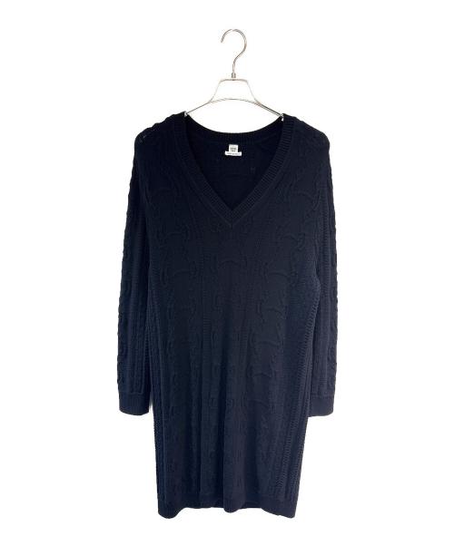HERMES（エルメス）HERMES (エルメス) カシミヤ混シェーヌダンクルニットワンピース ブラック サイズ:40の古着・服飾アイテム