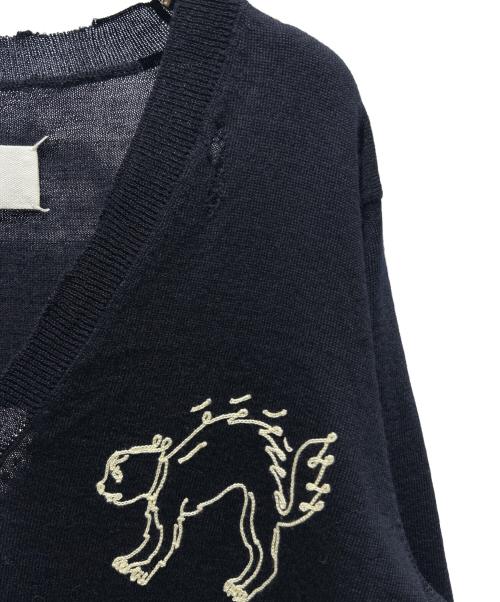 Maison Margiela（メゾンマルジェラ）Maison Margiela (メゾンマルジェラ) ダメージ加工カーディガン ネイビー サイズ:S 未使用品の古着・服飾アイテム