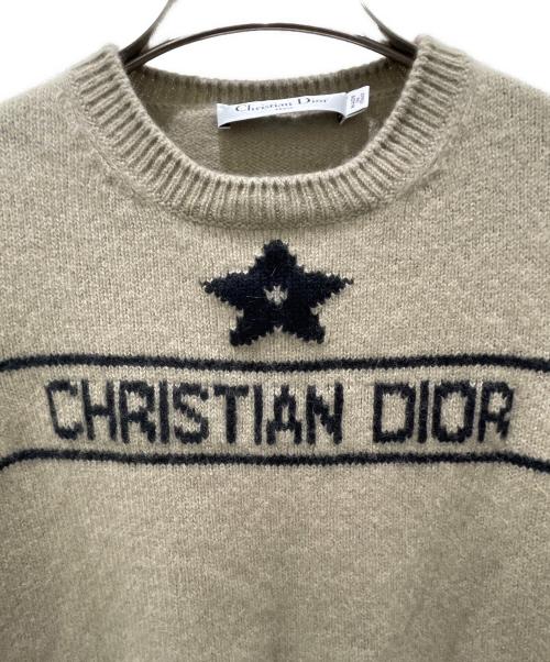 Christian Dior（クリスチャン ディオール）Christian Dior (クリスチャン ディオール) ロゴカシミヤニット カーキ サイズ:38の古着・服飾アイテム