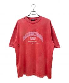 BALENCIAGA（バレンシアガ）の古着「ダメージ加工Tシャツ」｜レッド