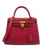 HERMESエルメス）の古着「ケリー25/外縫い/ゴールド金具/シェーブル/□F2002年」｜ヴァーミリオン