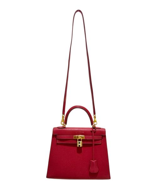 HERMES（エルメス）HERMES (エルメス) ケリー25/外縫い/ゴールド金具/シェーブル/□F2002年 ヴァーミリオン サイズ:25の古着・服飾アイテム