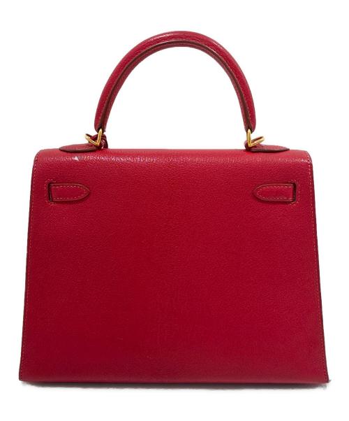 HERMES（エルメス）HERMES (エルメス) ケリー25/外縫い/ゴールド金具/シェーブル/□F2002年 ヴァーミリオン サイズ:25の古着・服飾アイテム