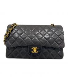 CHANEL（シャネル）の古着「Classic Matelassé Bag マトラッセ25 Ｗフラップチェーンショルダーバッグ 」｜ブラック