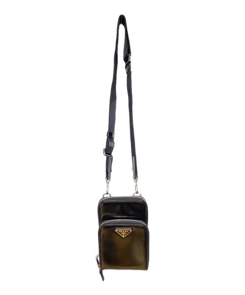 PRADA（プラダ）PRADA (プラダ) ロゴプレートショルダーポーチ ブラックの古着・服飾アイテム