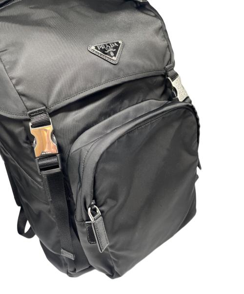 PRADA（プラダ）PRADA (プラダ) Re-Nylon xサフィアーノレザー バックパック ブラックの古着・服飾アイテム