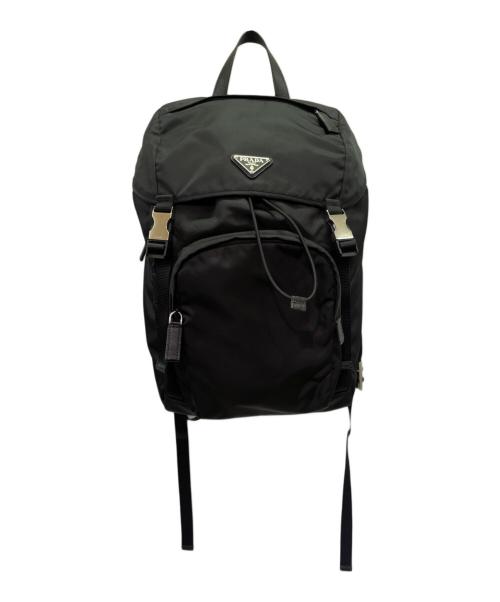 PRADA（プラダ）PRADA (プラダ) Re-Nylon xサフィアーノレザー バックパック ブラックの古着・服飾アイテム