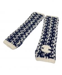 CHANEL（シャネル）の古着「CHANEL ARM COVER/カシミヤ混アームカバー」｜ネイビー×ホワイト