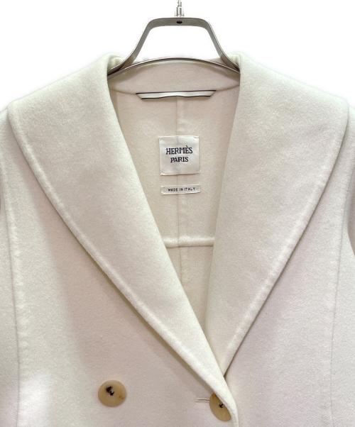 HERMES（エルメス）HERMES (エルメス) カシミヤハーフコート アイボリー サイズ:38の古着・服飾アイテム