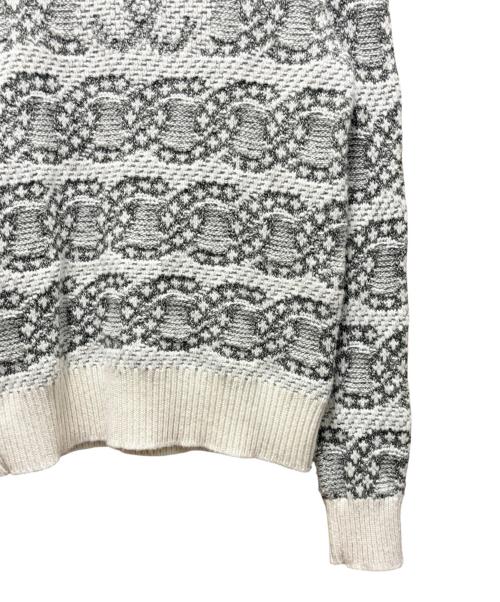 CHANEL（シャネル）CHANEL (シャネル) ココマークジャガードニット ホワイト×オリーブ サイズ:36の古着・服飾アイテム