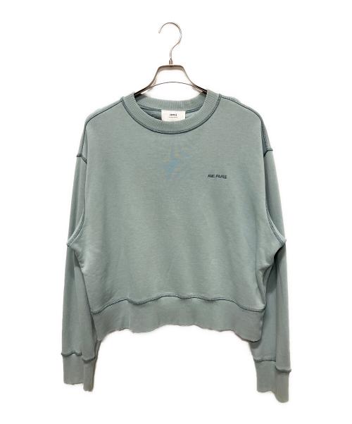 AMI PARIS（アミ パリス）AMI PARIS (アミ パリス) ダメージ加工ロゴスウェット/ユニセックス スカイブルー サイズ:XSの古着・服飾アイテム