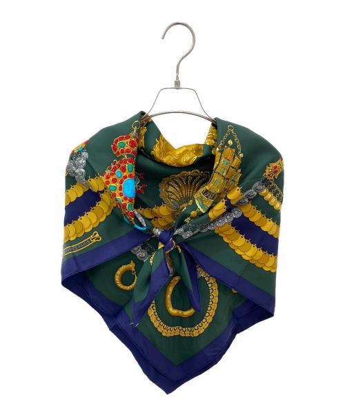 HERMES（エルメス）HERMES (エルメス) カレ90 ネイビー×グリーン サイズ:90の古着・服飾アイテム