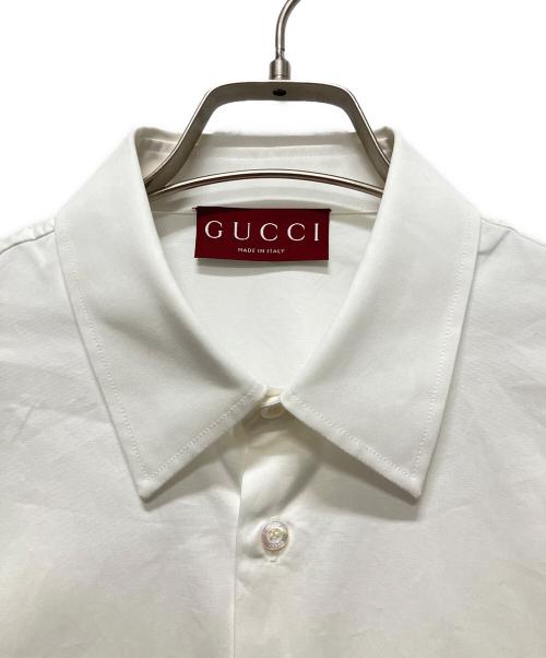GUCCI（グッチ）GUCCI (グッチ) 24AW Logo Cotton Long Sleeve Shirt White/コットン デザイナー ロゴシャツ ホワイト サイズ:46の古着・服飾アイテム