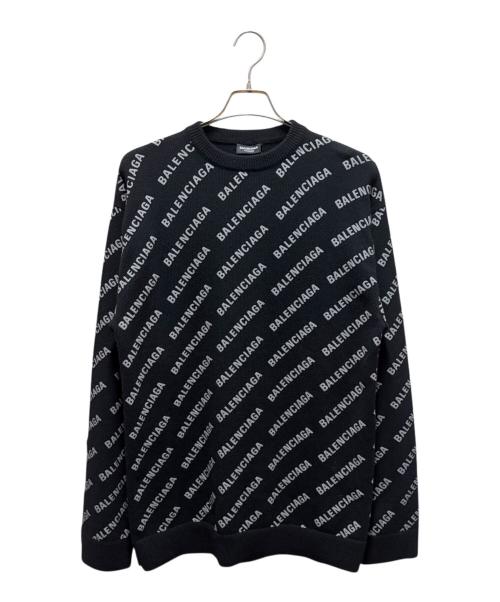 BALENCIAGA（バレンシアガ）BALENCIAGA (バレンシアガ) オールオーバーロゴカシミヤニット ブラック サイズ:XSの古着・服飾アイテム
