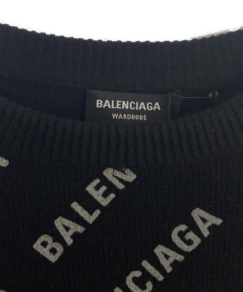 BALENCIAGA（バレンシアガ）BALENCIAGA (バレンシアガ) オールオーバーロゴカシミヤニット ブラック サイズ:XSの古着・服飾アイテム