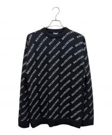 BALENCIAGA（バレンシアガ）の古着「オールオーバーロゴカシミヤニット」｜ブラック