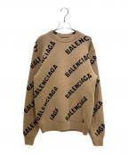 BALENCIAGAバレンシアガ）の古着「20AW オールオーバーロゴニット」｜ベージュ