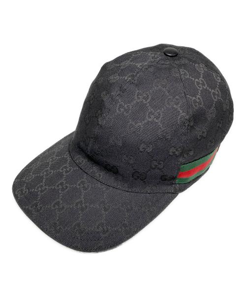 GUCCI（グッチ）GUCCI (グッチ) GGキャンバスキャップ ブラック サイズ:Lの古着・服飾アイテム