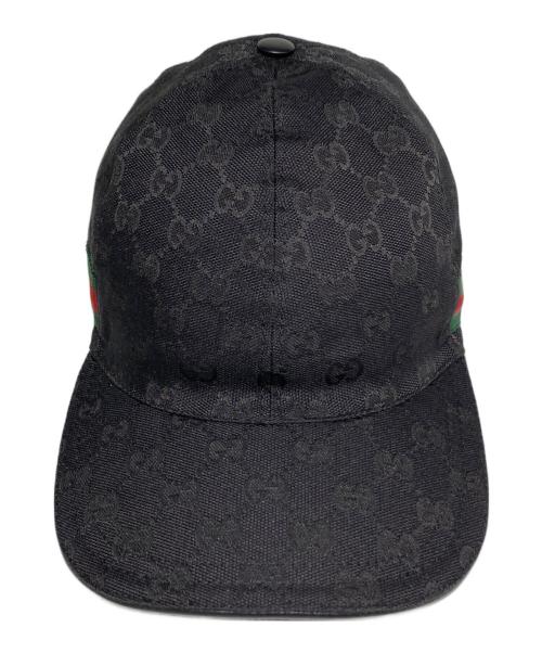 GUCCI（グッチ）GUCCI (グッチ) GGキャンバスキャップ ブラック サイズ:Lの古着・服飾アイテム