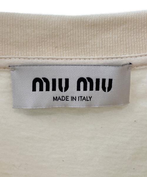 MIU MIU（ミュウミュウ）MIU MIU (ミュウミュウ) Embroidery Cotton Jersey Cropped Tee ベージュ サイズ:Mの古着・服飾アイテム